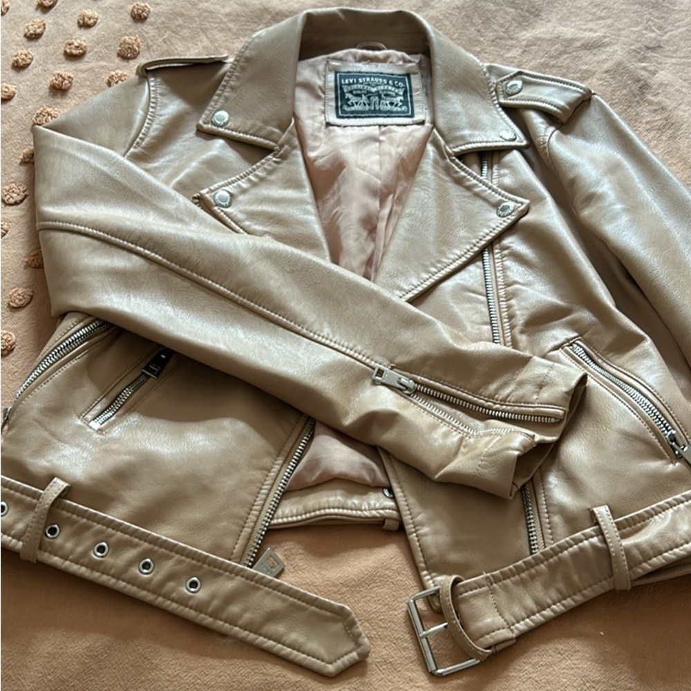 Blush Levi vegan leather jacket